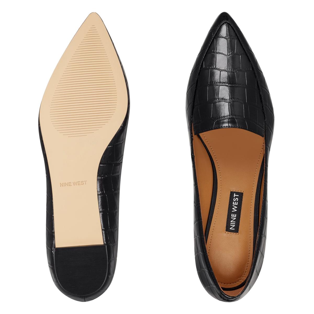 Nine West Abay Smoking Flats Dames Zwart | 4803IYZND