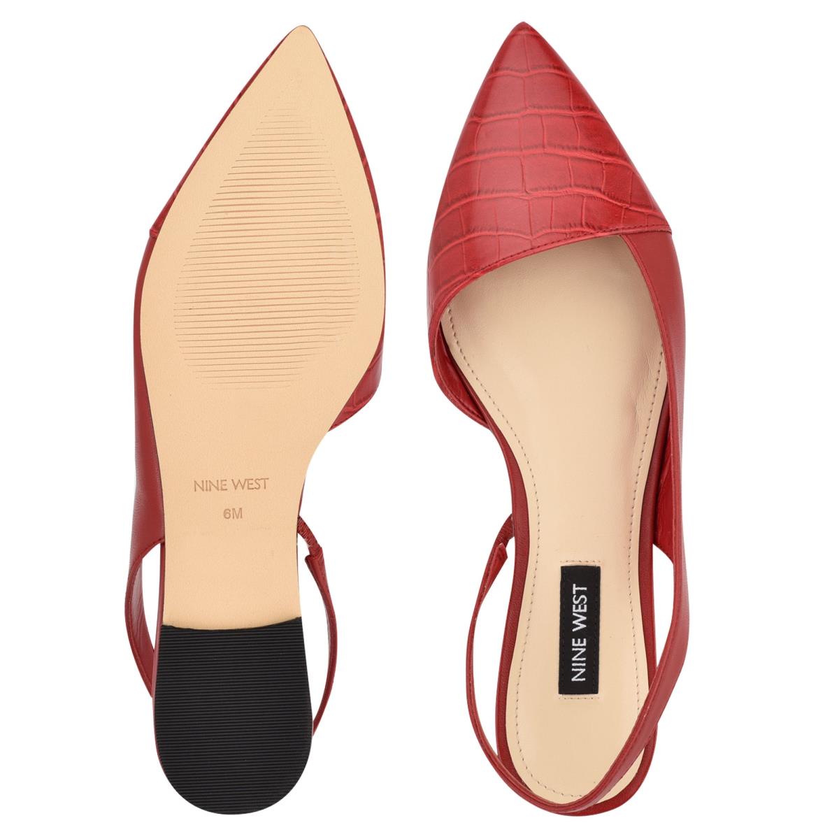 Nine West Beads Slingback Pointy Neus Flats Dames Rood Rood | 1860IAWEB