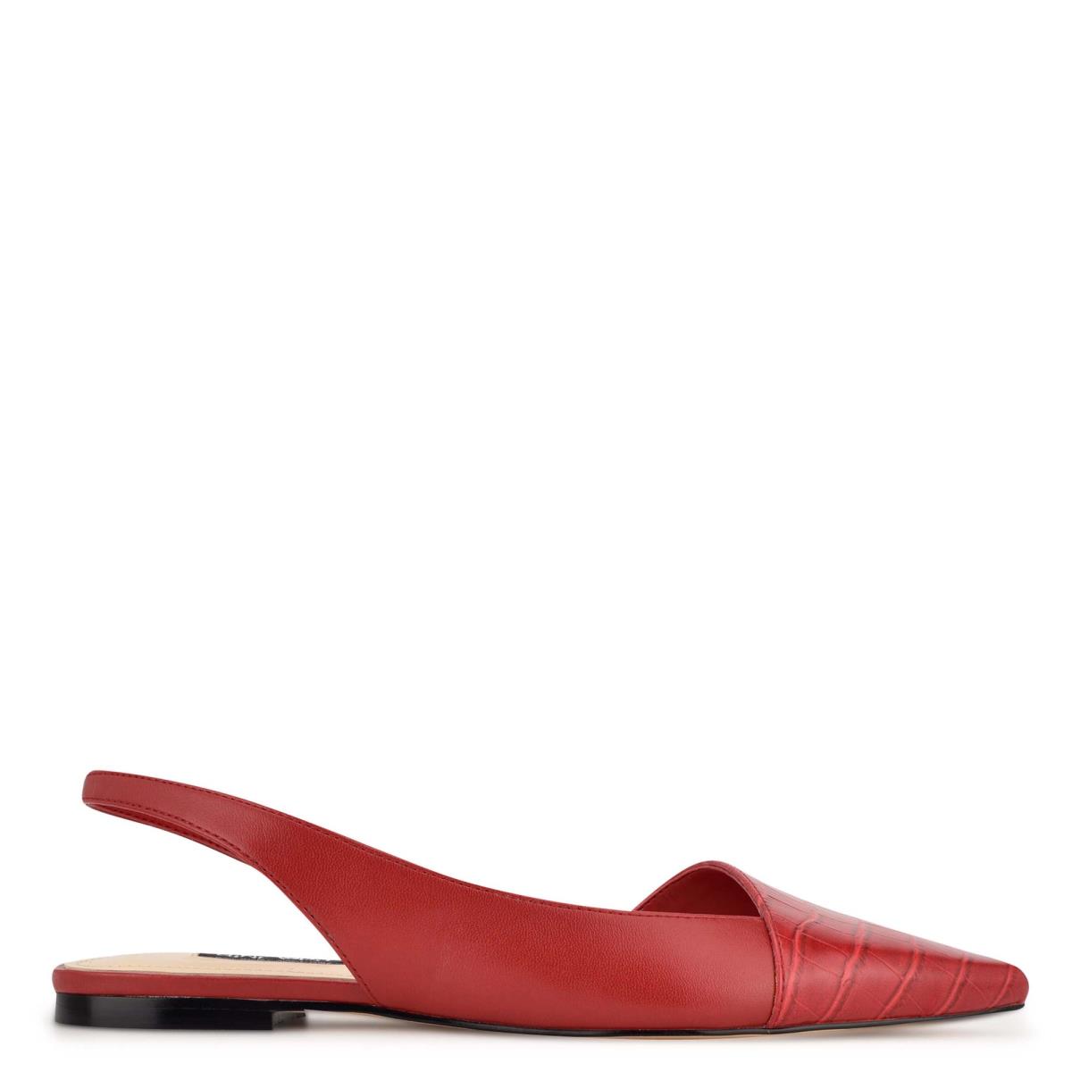 Nine West Beads Slingback Pointy Neus Flats Dames Rood Rood | 1860IAWEB