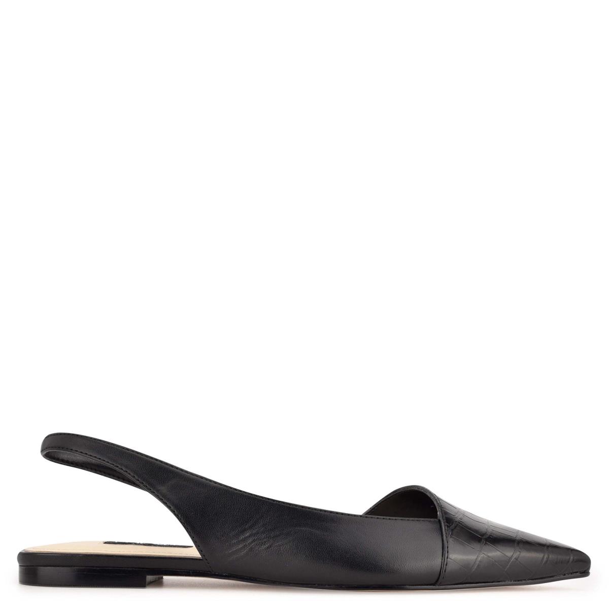 Nine West Beads Slingback Pointy Neus Flats Dames Zwart Zwart | 3867AFCBD