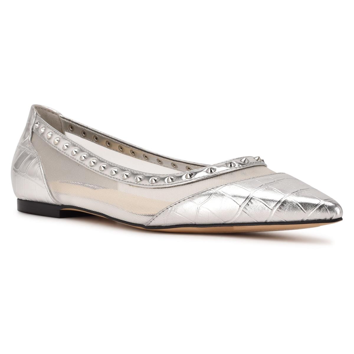 Nine West Bizzie Pointy Neus Ballerina Dames Zilver | 8619LJZQI