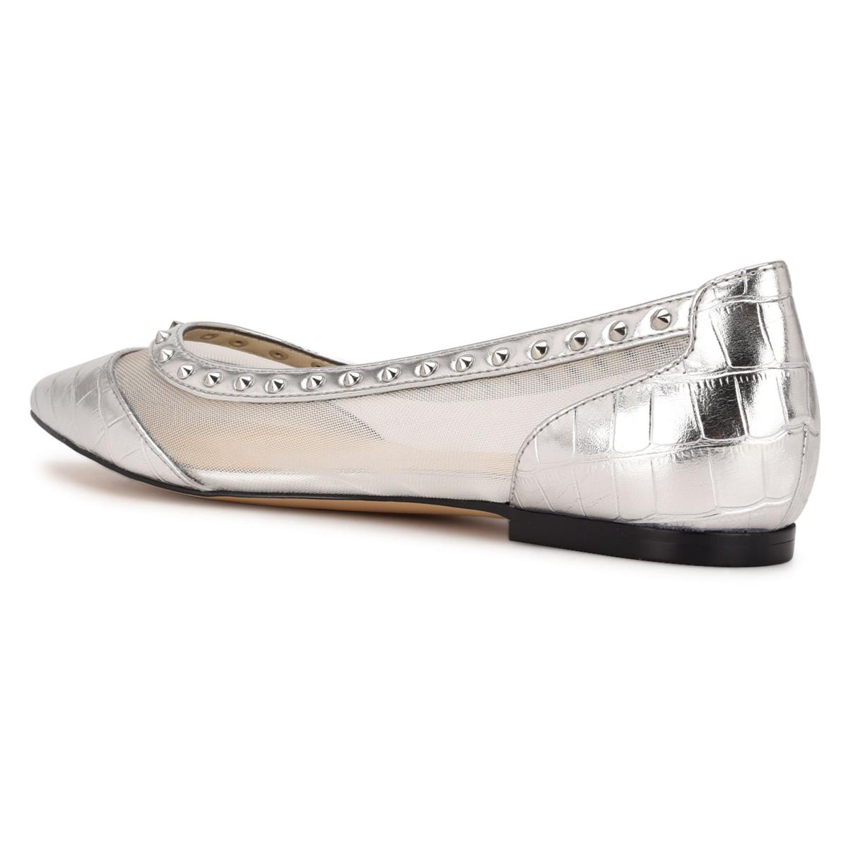 Nine West Bizzie Pointy Neus Ballerina Dames Zilver | 8619LJZQI