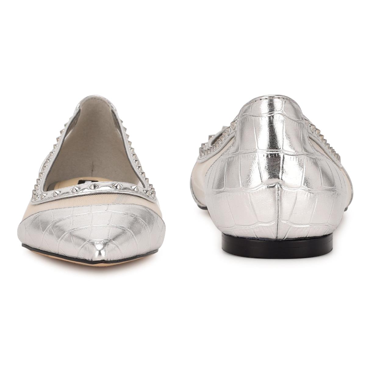 Nine West Bizzie Pointy Neus Ballerina Dames Zilver | 8619LJZQI