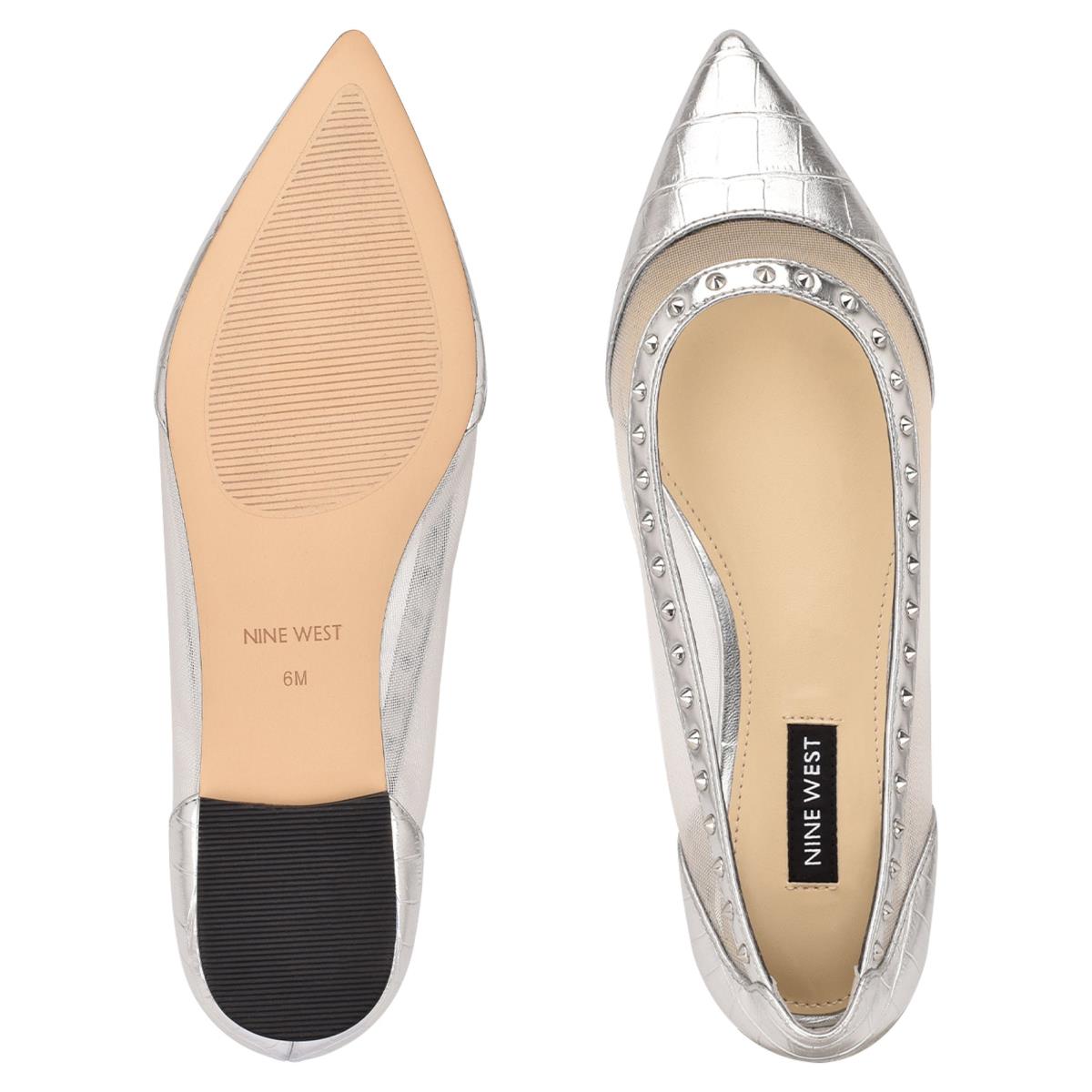 Nine West Bizzie Pointy Neus Ballerina Dames Zilver | 8619LJZQI