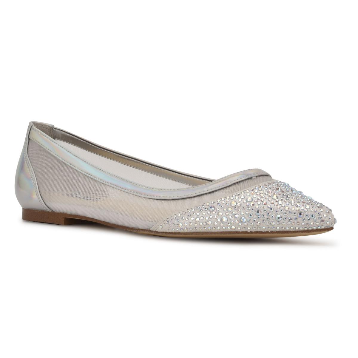 Nine West Bogus Pointy Neus Ballerina Dames Beige Zilver | 4273XSQEL