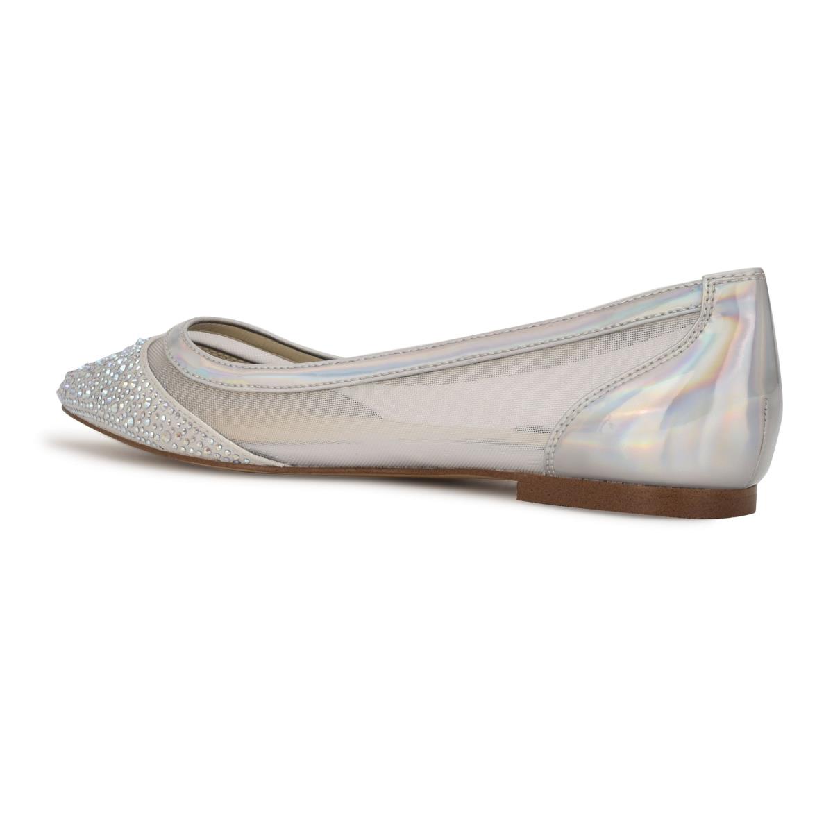 Nine West Bogus Pointy Neus Ballerina Dames Beige Zilver | 4273XSQEL