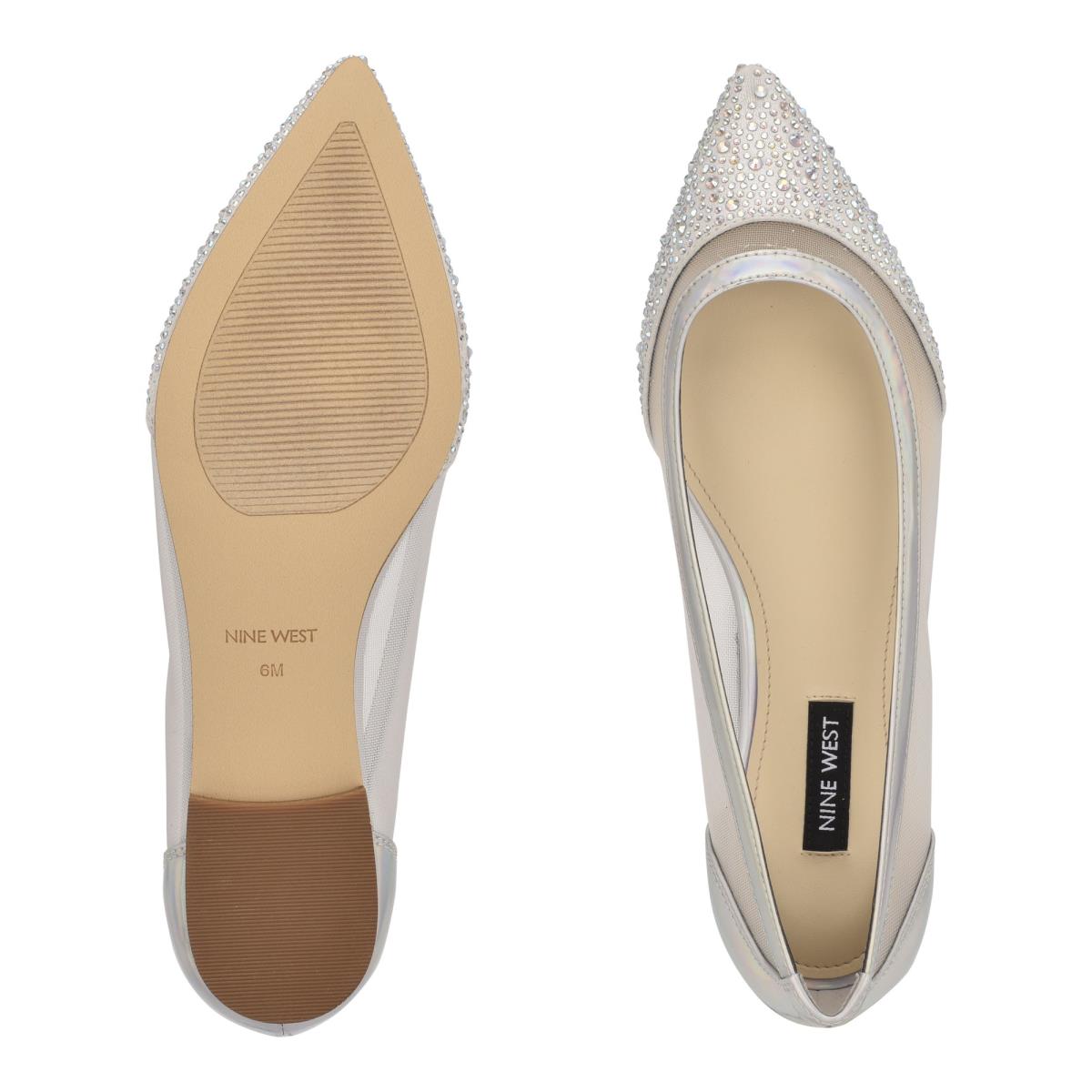 Nine West Bogus Pointy Neus Ballerina Dames Beige Zilver | 4273XSQEL