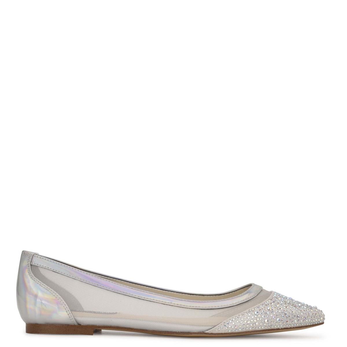 Nine West Bogus Pointy Neus Ballerina Dames Beige Zilver | 4273XSQEL