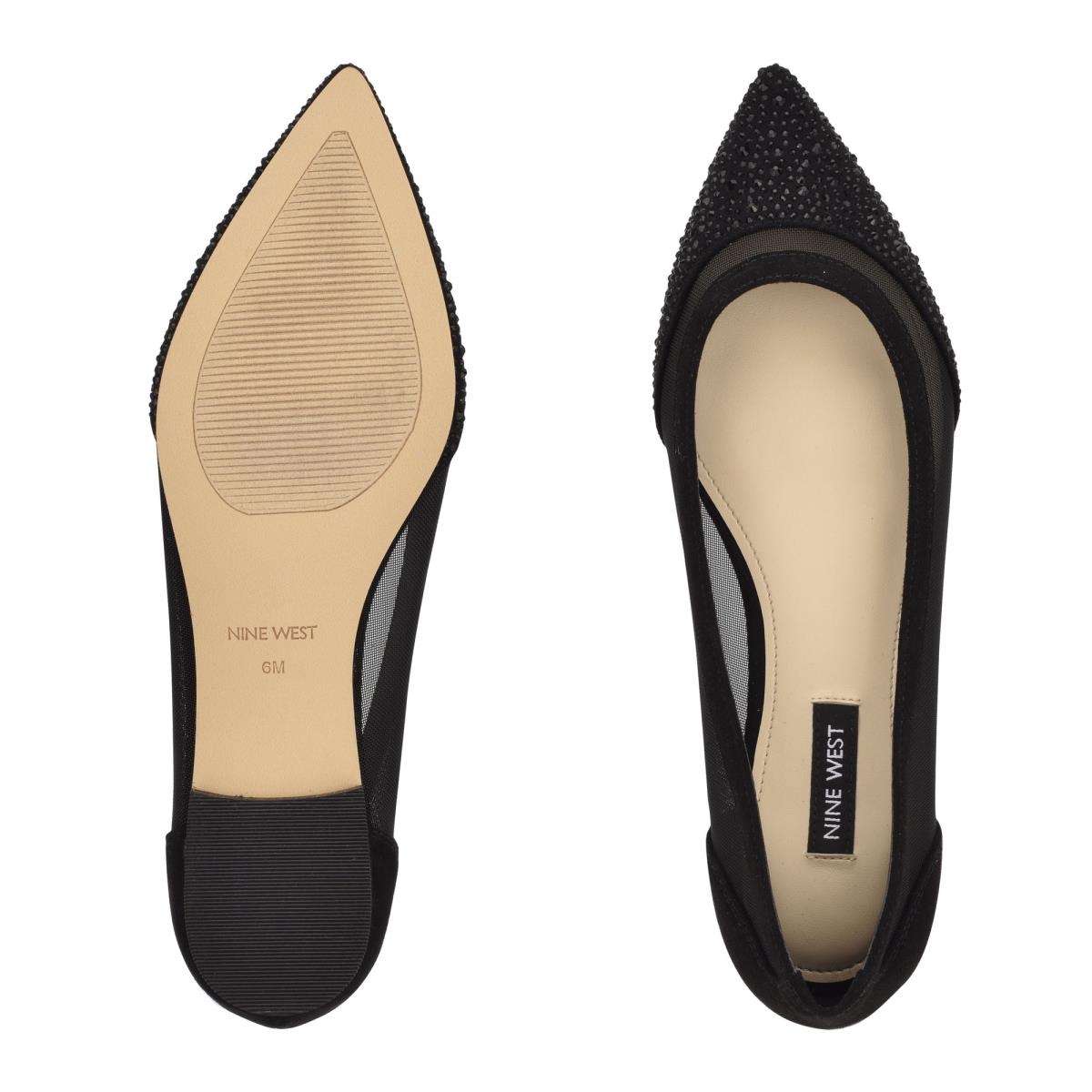 Nine West Bogus Pointy Neus Ballerina Dames Zwart Zwart | 5940RGEXD