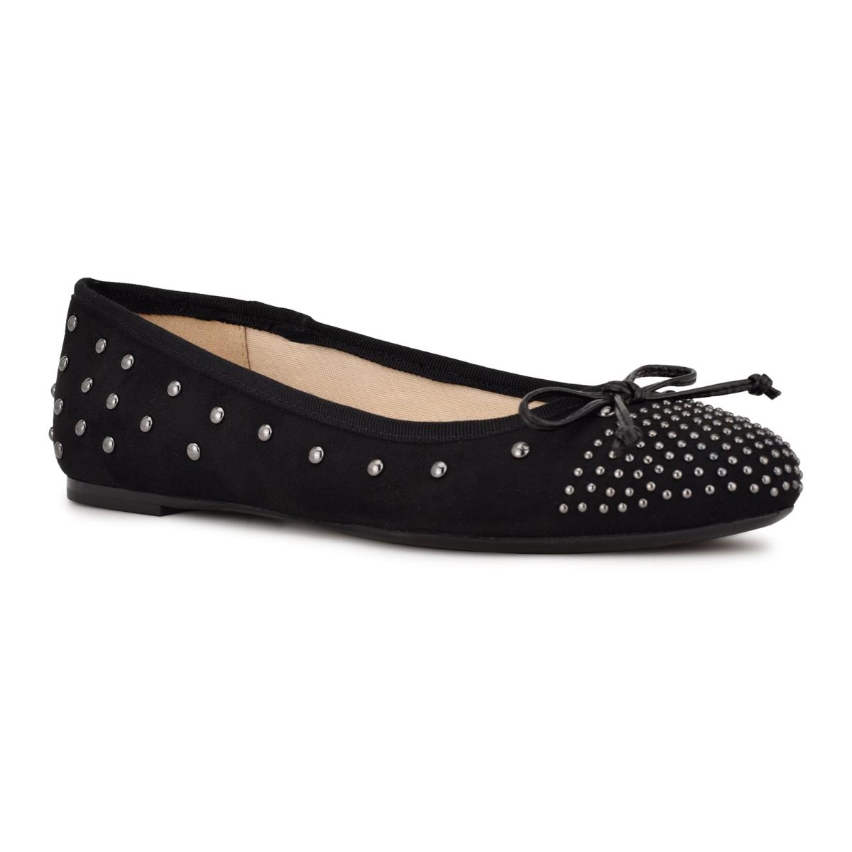 Nine West Curvy Studded Ballet Ballerina Dames Zwart | 3457WCIUF