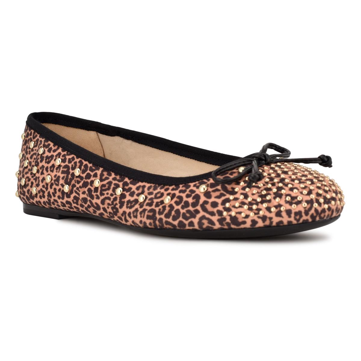 Nine West Curvy Studded Ballet Ballerina Dames Leopard Bruin | 3597TYKCN