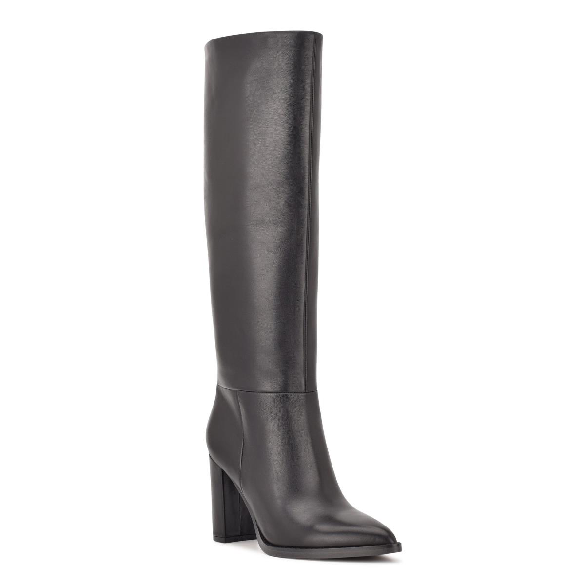 Nine West Hiya Brede Calf Hakken Laarzen Dames Zwart | 1540ESTZQ