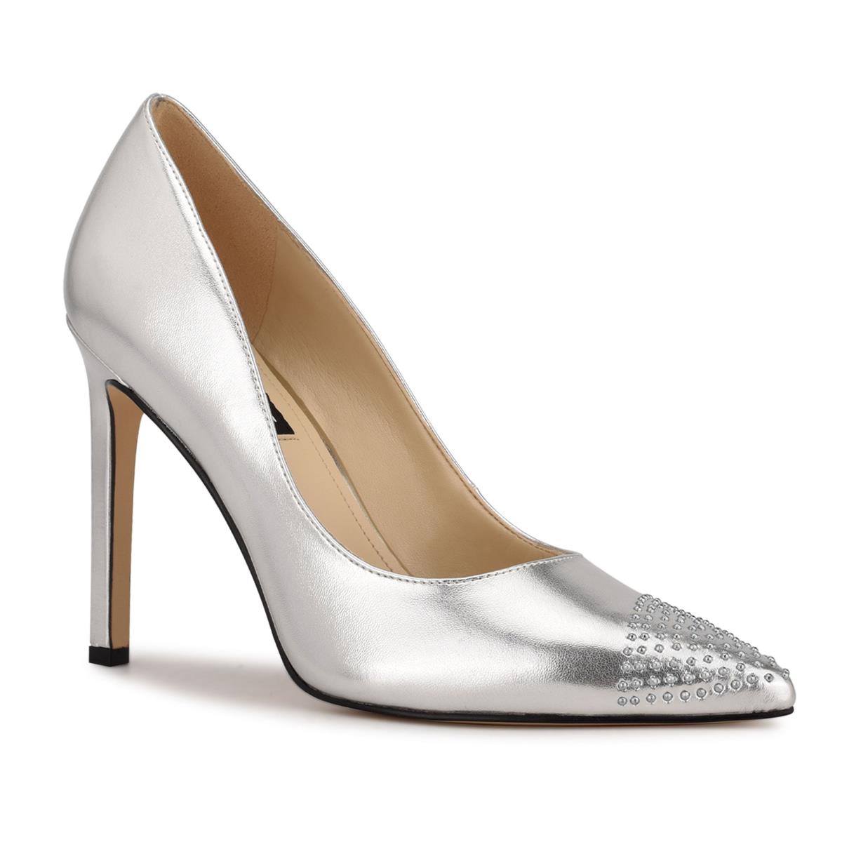 Nine West Tadaa Studded Pointy Neus Pumps Dames Zilver | 5781EZBFI