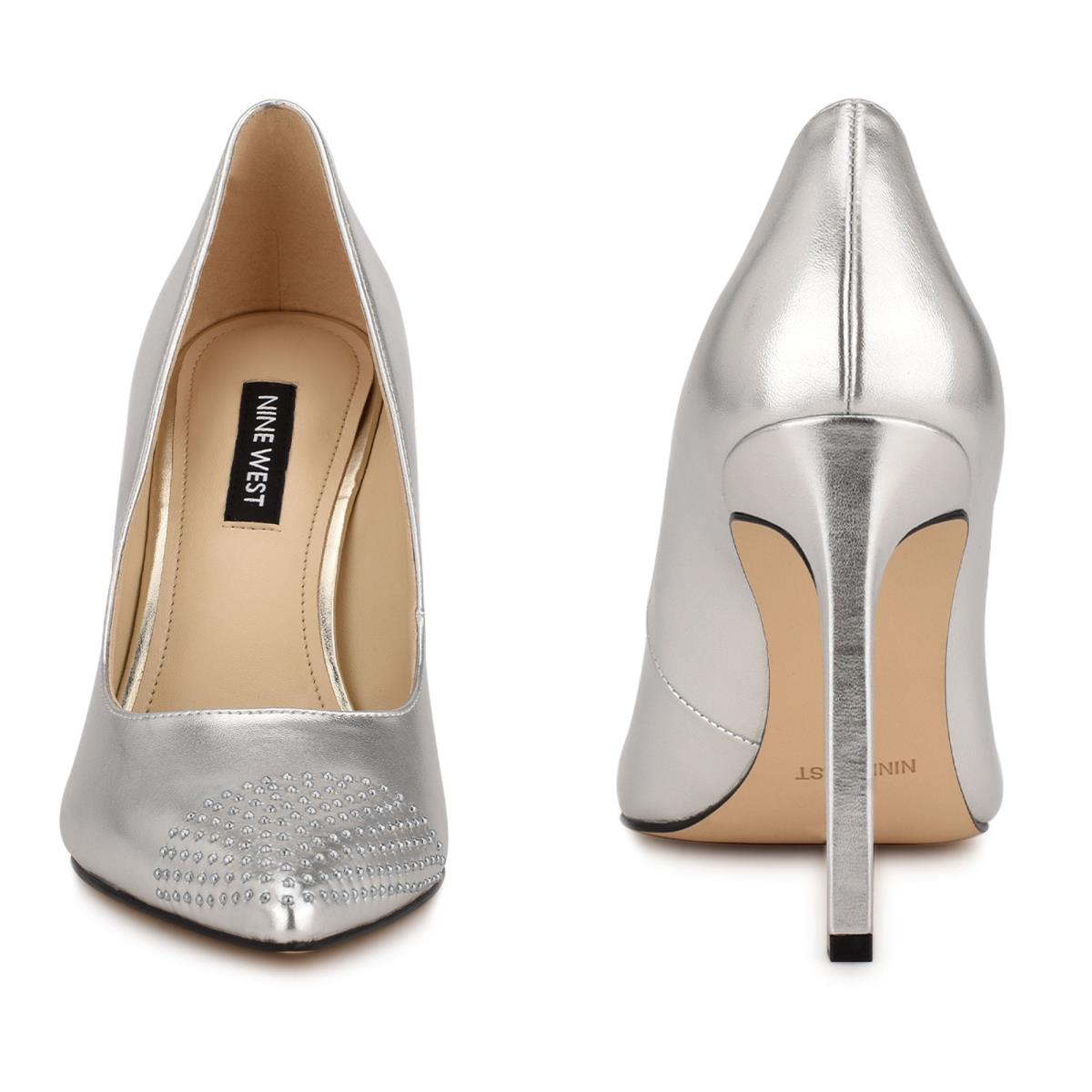 Nine West Tadaa Studded Pointy Neus Pumps Dames Zilver | 5781EZBFI