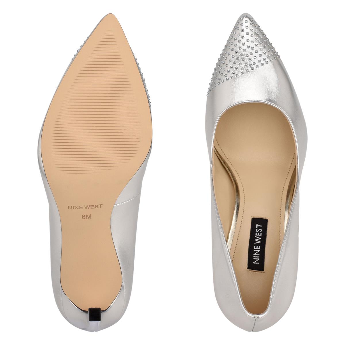 Nine West Tadaa Studded Pointy Neus Pumps Dames Zilver | 5781EZBFI