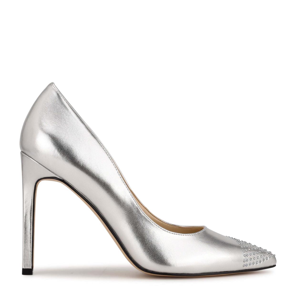 Nine West Tadaa Studded Pointy Neus Pumps Dames Zilver | 5781EZBFI