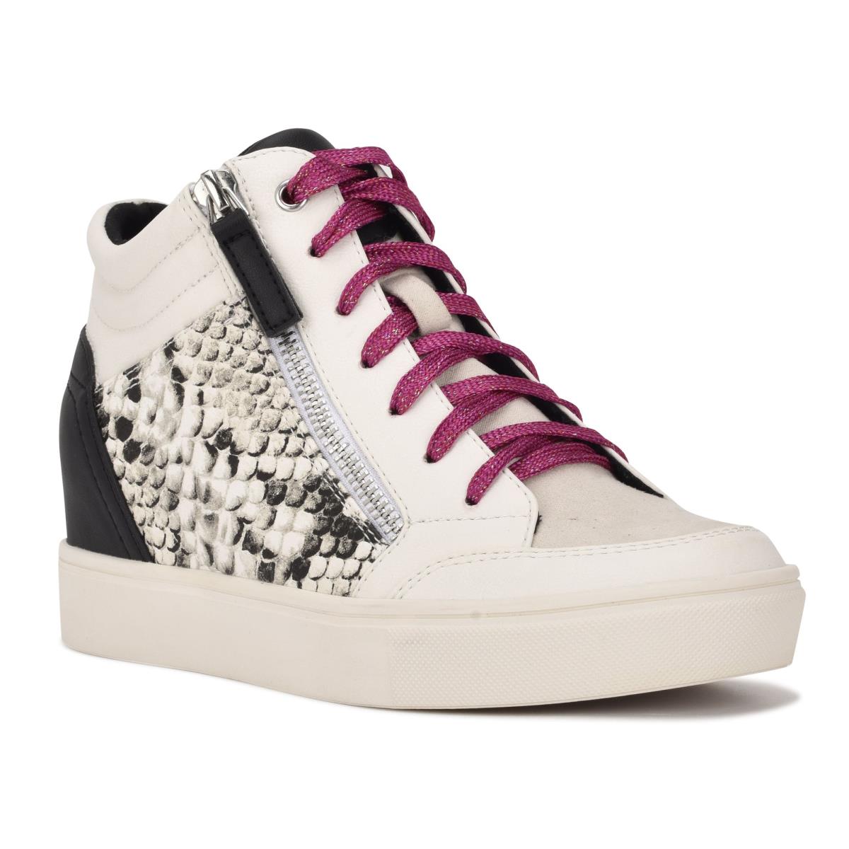 Nine West Tons High Top Hidden Wedge Sneakers Sneakers Dames Wit Slangenprint | 0759CJUVT