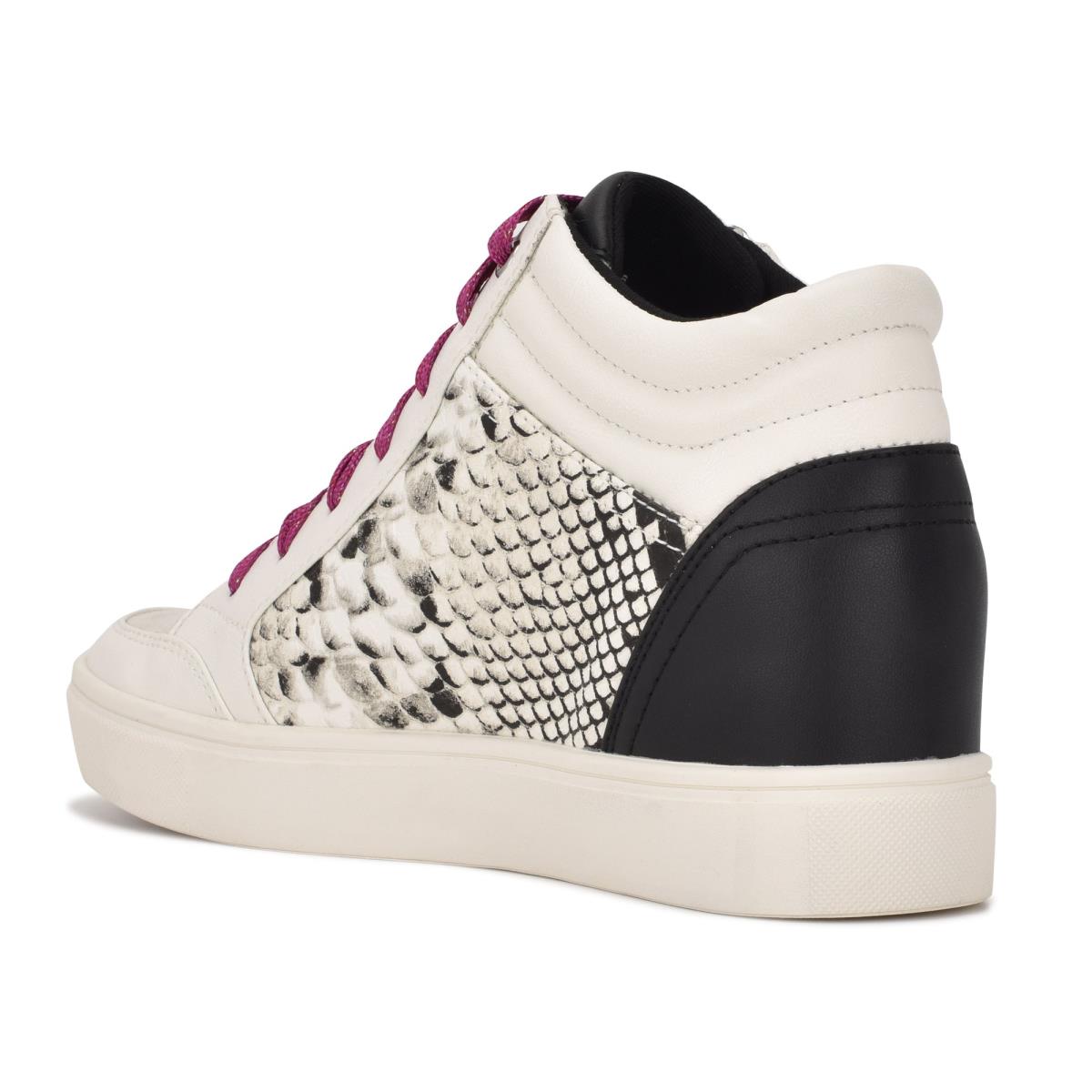 Nine West Tons High Top Hidden Wedge Sneakers Sneakers Dames Wit Slangenprint | 0759CJUVT