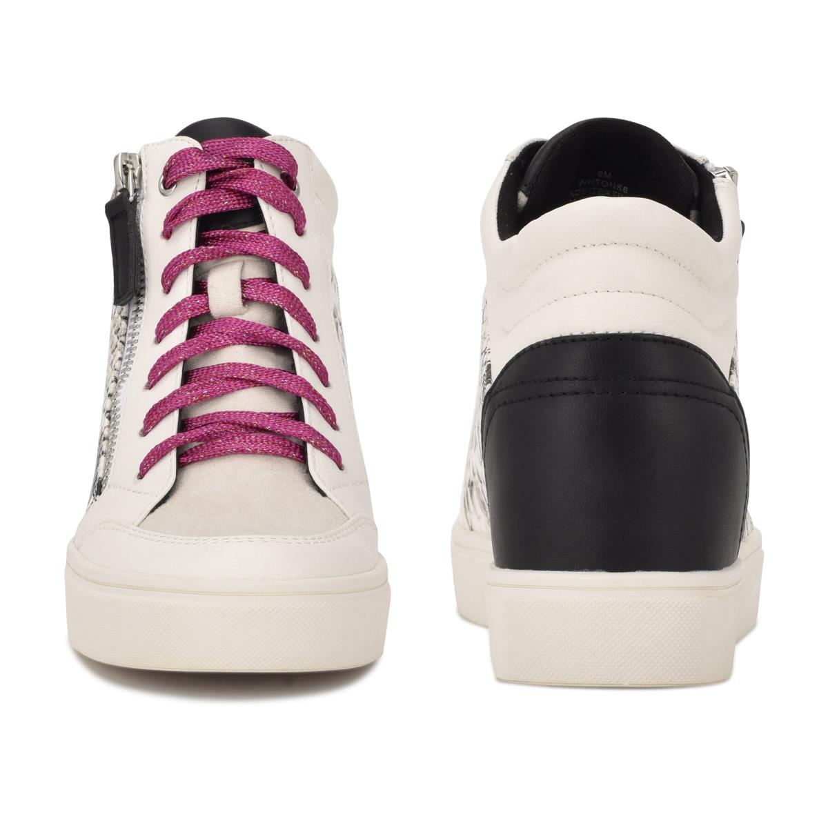 Nine West Tons High Top Hidden Wedge Sneakers Sneakers Dames Wit Slangenprint | 0759CJUVT