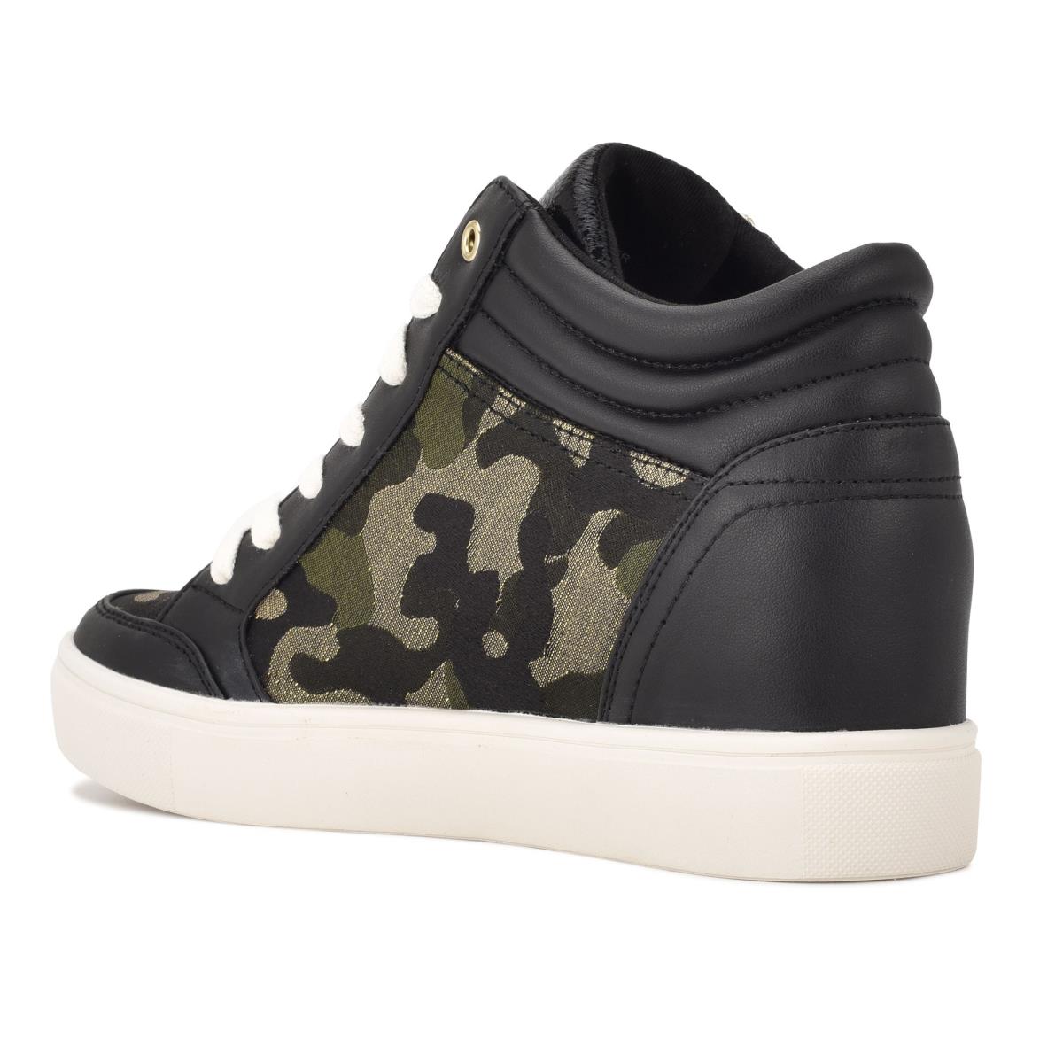 Nine West Tons High Top Hidden Wedge Sneakers Sneakers Dames Zwart Camo | 9235JQNIZ