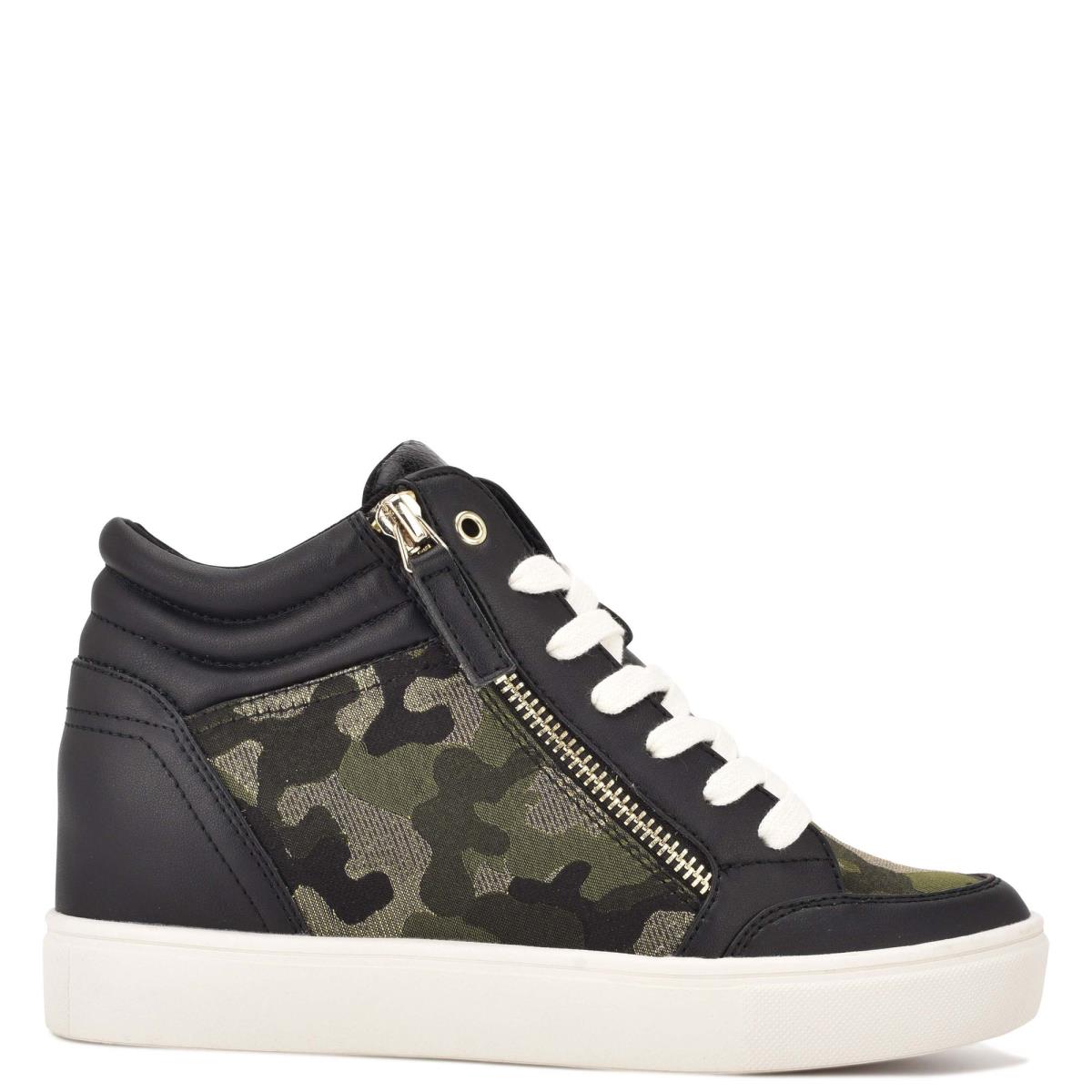 Nine West Tons High Top Hidden Wedge Sneakers Sneakers Dames Zwart Camo | 9235JQNIZ