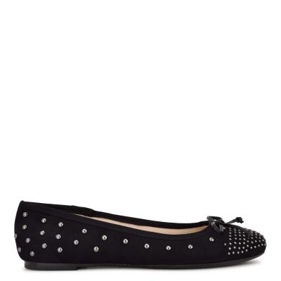 Nine West Curvy Studded Ballet Ballerina Dames Zwart | 3457WCIUF