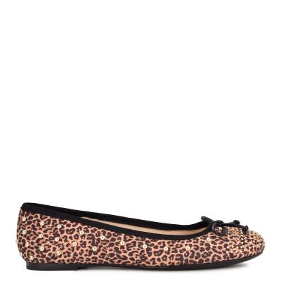 Nine West Curvy Studded Ballet Ballerina Dames Leopard Bruin | 3597TYKCN