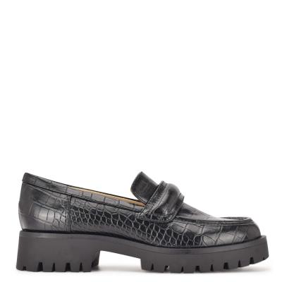 Nine West Garren Lug Sole Loafers Dames Zwart | 1847AGMSU