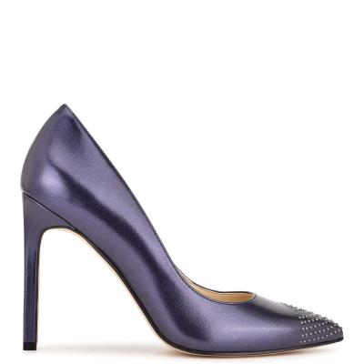 Nine West Tadaa Studded Pointy Neus Pumps Dames Donkerblauw | 4185JOYNH