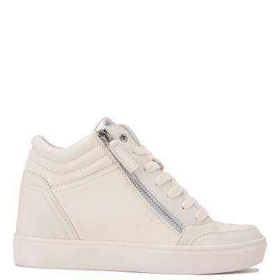 Nine West Tons High Top Hidden Wedge Sneakers Sneakers Dames Wit Zilver | 2614GKZDR